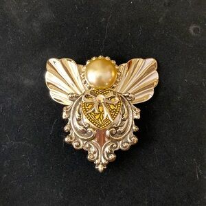 Vintage Gold and Silver  Angel two tone Brooch with pearl accent by Jane.